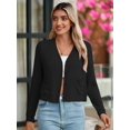 thumbnail image 2 of Chiclily Women Lightweight Cardigan Long Sleeve V Neck Casual Knit Cardigan Sweaters, US Size XL in Black, 2 of 6