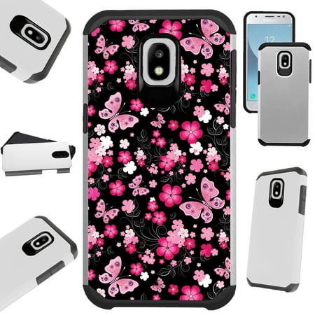 Fusion Guard Phone Case Cover For Samsung Galaxy J3 (2018) | J3 Orbit | J3 Achieve | Express Prime 3 (Pink Butterfly)