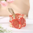 thumbnail image 3 of Wedding Candy Box Gold Embossed Rose Print Gift Boxes with Handheld Portable Chocolate Dessert Paper Bag Wedding Favours Packaging Case, 3 of 3
