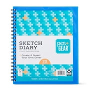 Pen + Gear Create a Cover Sketch Diary, Blue, Insertable Cover, 70 Sheets, 8.5" x 11"