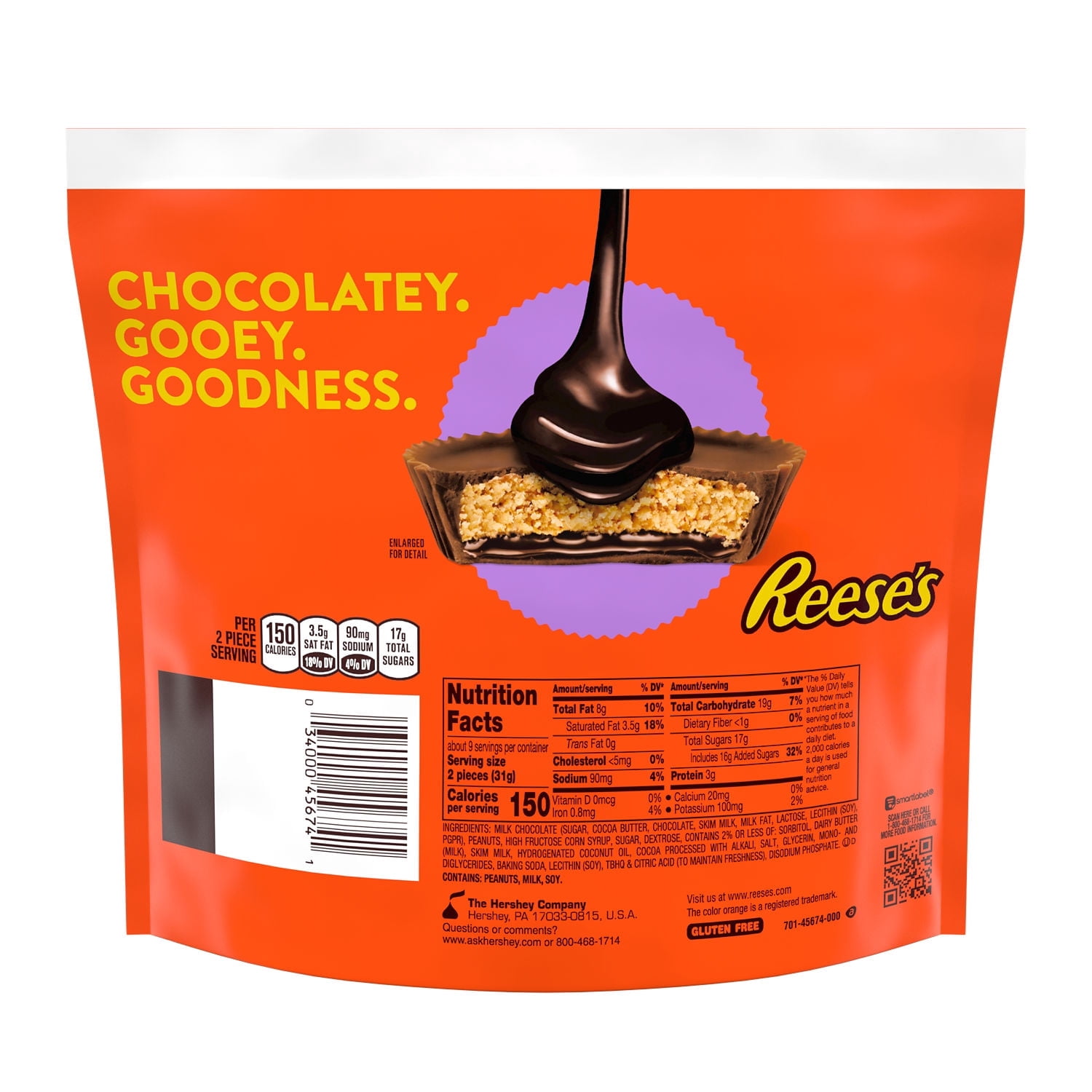 REESE'S Chocolate Lava Milk Chocolate Snack Size Peanut Butter Cups Candy Bag, 9.35 oz (pack of 2)