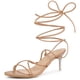 thumbnail image 1 of Sandalias de tacón de aguja Allegra K con tiras y punta abierta con cordones para mujer Nude US 11, 1 of 5