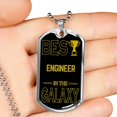 thumbnail image 2 of Best Engineer In The Galaxy Necklace Stainless Steel or 18k Gold Dog Tag w 24", 2 of 8