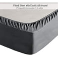 thumbnail image 5 of 4 Piece Bamboo Microfiber Dark Grey Full Sheet Set, Deep Pocket Bed Sheets, 5 of 6