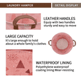thumbnail image 2 of Laundry Basket, Collapsible Large Laundry Hamper Waterproof with Leather Handle, Dirty Clothes, Baby Kids Toy Storage Baskets Dorm, Color Triangle, 2 of 6