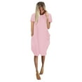 thumbnail image 1 of FVWITLYH Robe Formelle Femme Élégante Mode Femme Couleur Unie Coton et Lin Manches Longues Col Rond Robe Décontractée Rose,XXXXXL, 1 of 2
