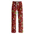thumbnail image 4 of Women Christmas Print Lounge Pants Drawstring Soft Sleepwear Holiday Pajama Bottoms Comfy Homewear Trousers for Holiday Mornings, 4 of 6