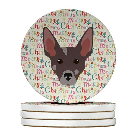 

Peruvian Hairless Dog Merry Christmas Large Sandstone Coasters Pack of 4 4 in x 4 in