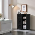 thumbnail image 3 of Renwick Wooden Storage Cabinet with 4 Drawers for Bathroom Kitchen, Black, 3 of 7