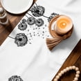 thumbnail image 3 of Dandelion Table Runner - 72 Inch Long Black White Modern Country Rustic Plants Cotton and Linen Blended Dress Scarves Farmhouse Table Runner for Kitchen Dining, Coffee Table, 13" x 72", 3 of 8