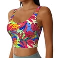 thumbnail image 2 of Goofa Colorful Bananas Printed Sports Bras for Women, High Impact Running Bra Workout Crop Tank Tops Longline Sports Bra Push up-X-Large, 2 of 9