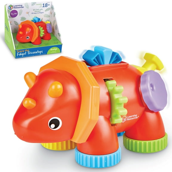 Learning Resources Tracy the Fidget Triceratops, Sensory Toys For Toddlers, Fine Motor Skills, Ages 18 Months