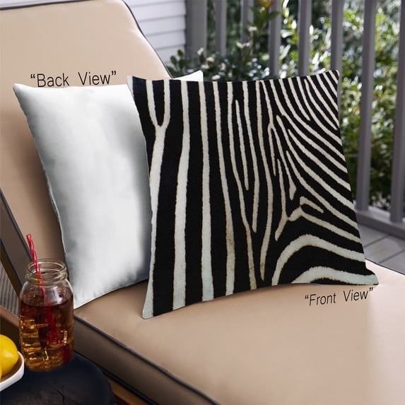 Ahgly Company Animals Zebra Outdoor Throw Pillow, 18 inch by 18 inch