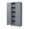 thumbnail image 5 of Metal Storage Cabinet Wardrobe With Locking Doors, 4 Adjustable Shelves, Removable Hanging Rods, 73" Metal Lockable File Cabinet For Office Garage Kitchen, 5 of 9