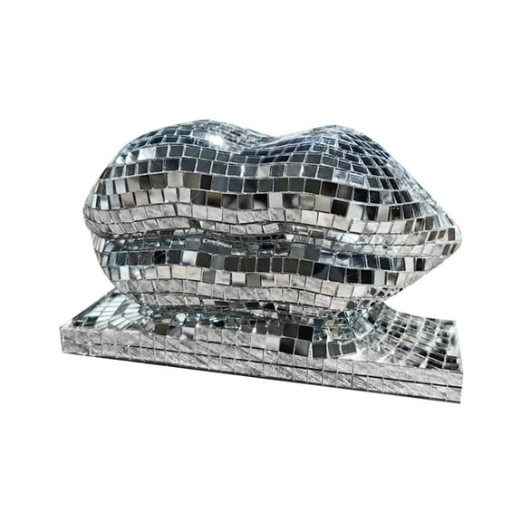 Disco Lip Ball, Disco Statue, Cool Reflective Light Mirror Balls for For DJ Club Party,Modern Disco Sculpture Disco, Dancing Party Decoration, Aesthetic Disco Ball Decor