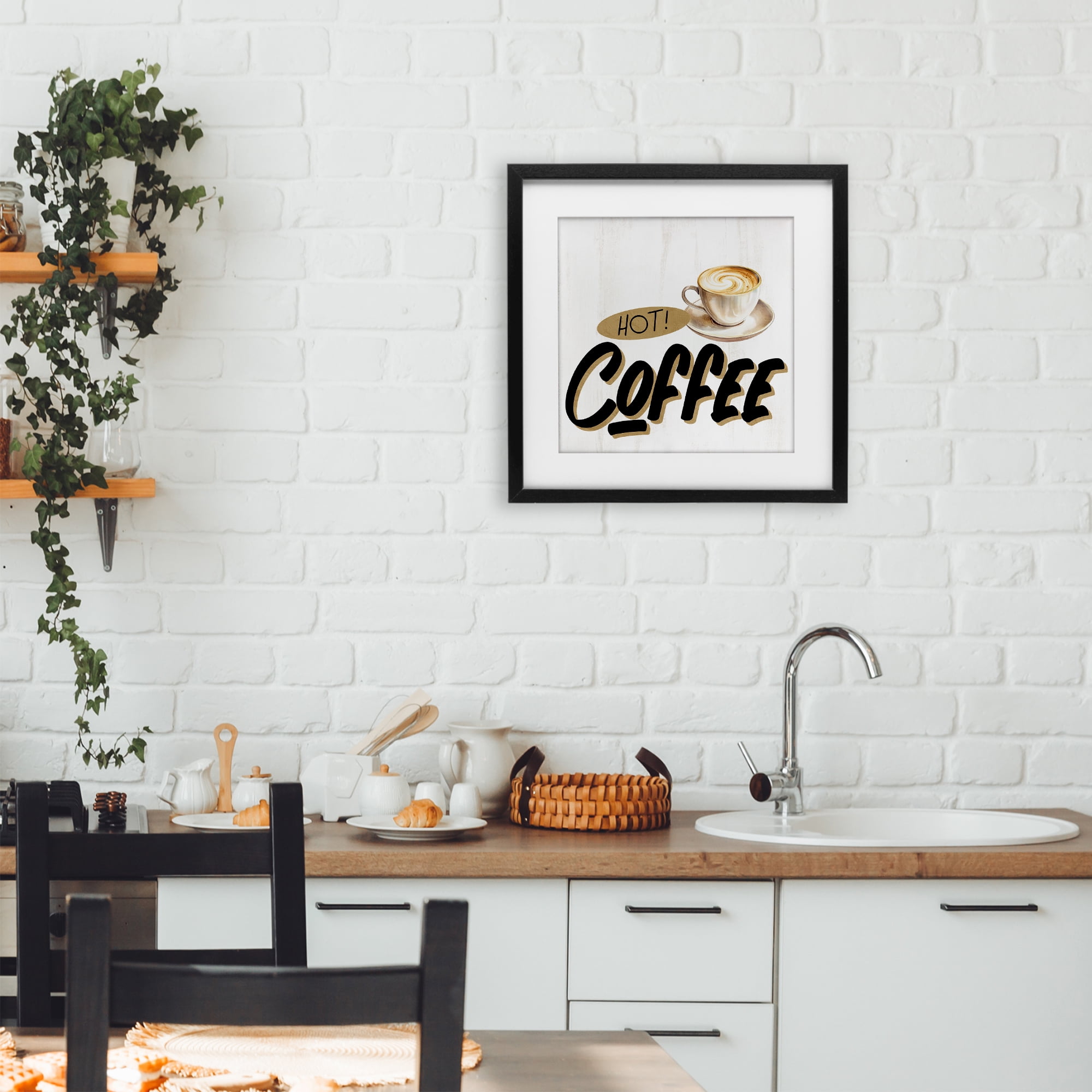 Stupell Industries Retro Fresh Hot Coffee Black Framed Print Under Glass, design by Kim Allen