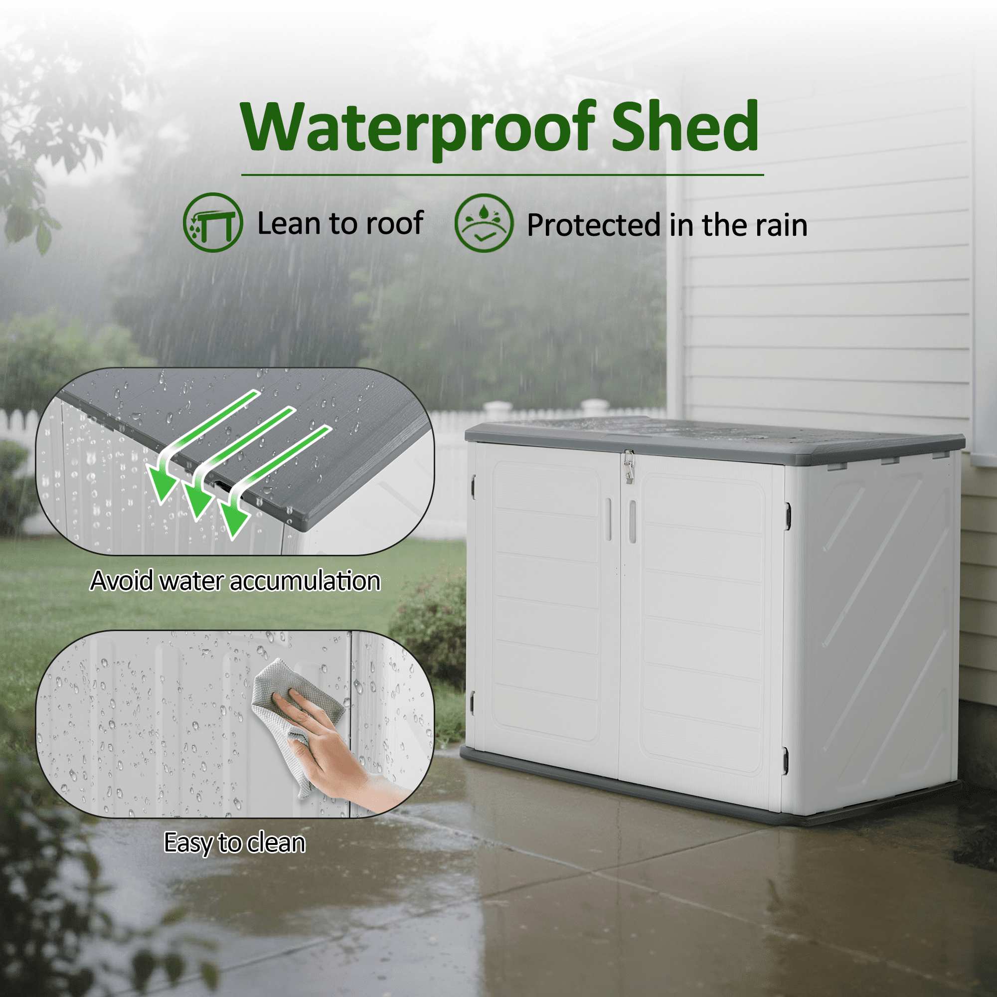 Macrout Small Outdoor Storage Shed, 4.3 x 2.5 ft Waterproof Resin Cabinet for Garden, Patio, and Backyard