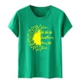 thumbnail image 6 of WTXUE T-Shirts Short Sleeve, Crew Neck Graphic Tees Women Sunflower Summer T Shirt Loose Blo Cotton Floral, Shirts for Women | Casual for Women's Plus Green/Sunflower XL, 6 of 6
