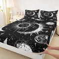 thumbnail image 3 of Homewish Bohemian Sun Moon Twin Sheet Sets for Teens, Black White Starry Sky Twin Fitted Sheet, Mystic Stars Planet Flat Sheet, Luxury Bedroom Decor, 3 Pieces, 3 of 7