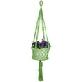 thumbnail image 5 of Northlight 43" Green Lattice Pattern Macrame Hanging Planter Holder, 5 of 7