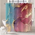 thumbnail image 4 of Marble Bathroom Shower Curtain Green Red Gold Sand Waterproof Fabric Shower Curtains with Hooks Watercolor Abstract Shower Curtains Cloth for Home Bath Decor 72x72 inches, 4 of 6