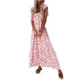 thumbnail image 2 of Lenago Robes Formelles Grande Taille pour Femmes Mode Été Décontracté Imprimé Col Carré Sans Manches Robe Longue Ample Robes de Plage en Solde, 2 of 9