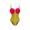 thumbnail image 4 of 2023 Women Swimwear Sexy Lacing Up Color Block 3D Flower One Piece Swimsuit and Skirt Bikini Sets Beachwear Bathing Suit, 4 of 6