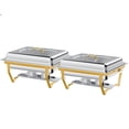 thumbnail image 3 of 2 Pack Semi-Gold-Plated Stainless Steel Chafing Dish Buffet Set, 8QT-9QT Rectangular Chafing Dish Set, Buffet Warmer for Hotel Catering, Parties, Weddings, Gold, 3 of 11
