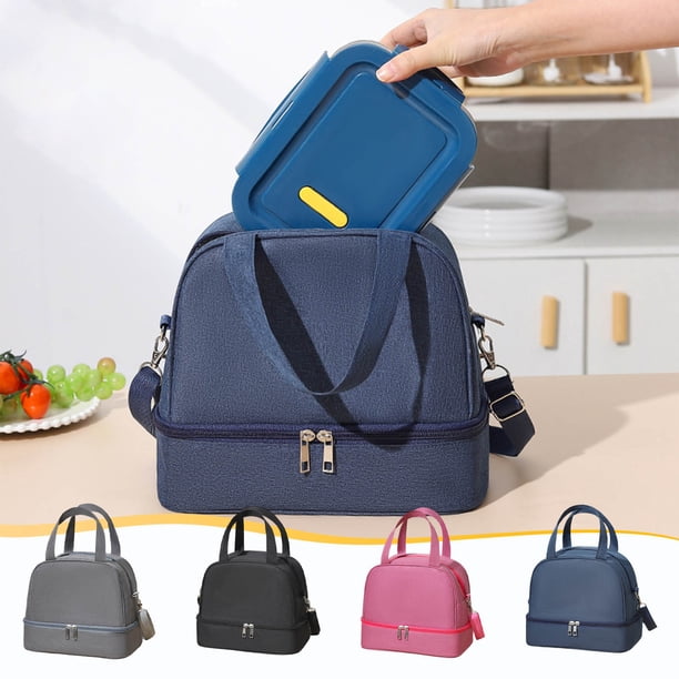 Bolsa de almuerzo aislante de doble capa de gran capacidad | Contenedor Bento Impermeable | Refrigerador portátil impermeable para picnic | Organizador térmico para almacenamiento de alimentos