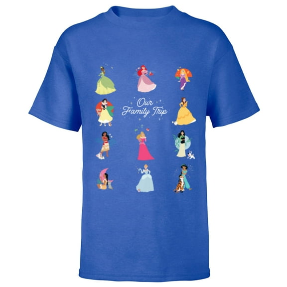 Disney Princess Our Family Trip Vacation Travel Holiday - Short Sleeve T-Shirt for Kids - Customized-Royal