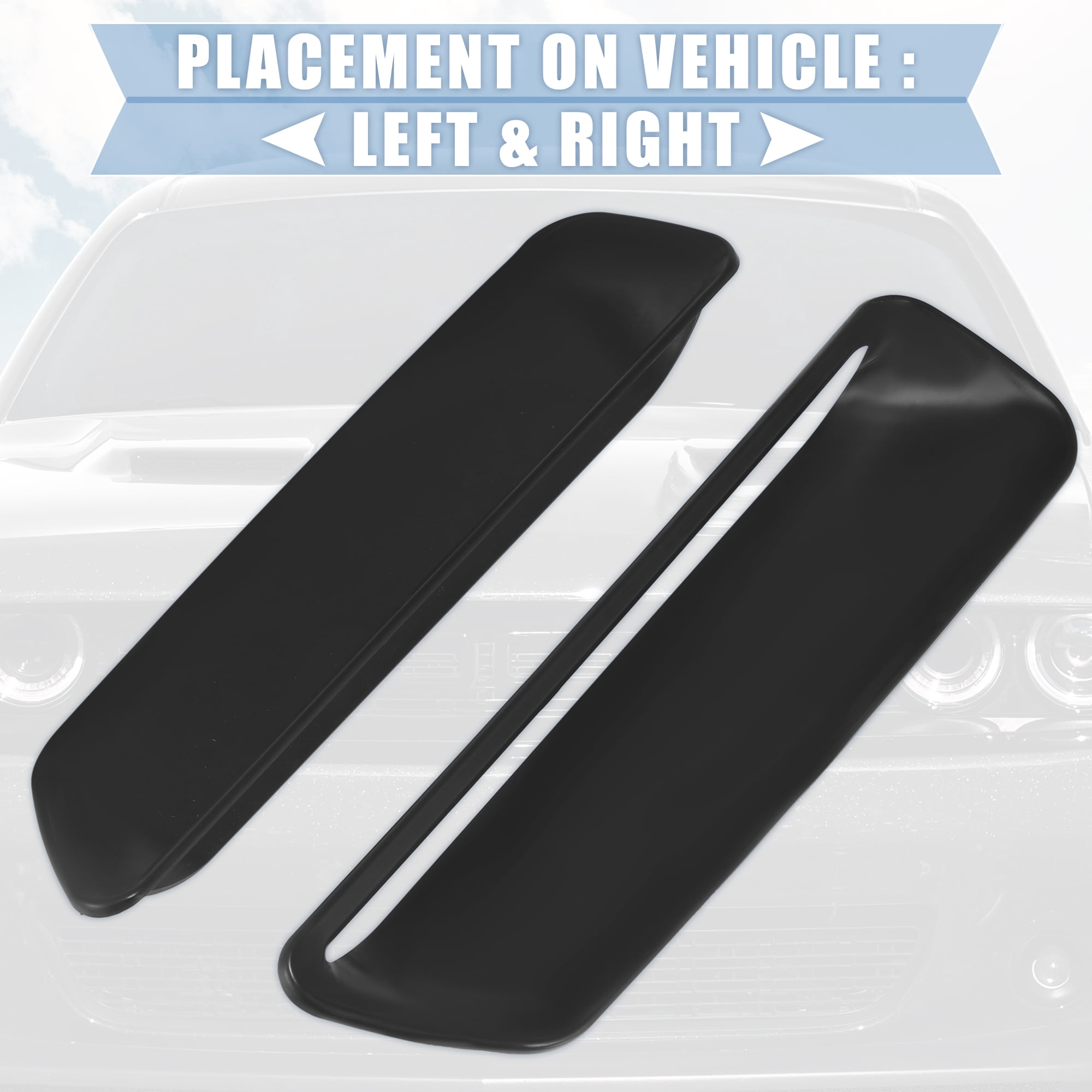 Pair ABS Front Engine Hood Air Conditioner Air Outlet Cover Trim Black for Dodge Challenger 2015-2020