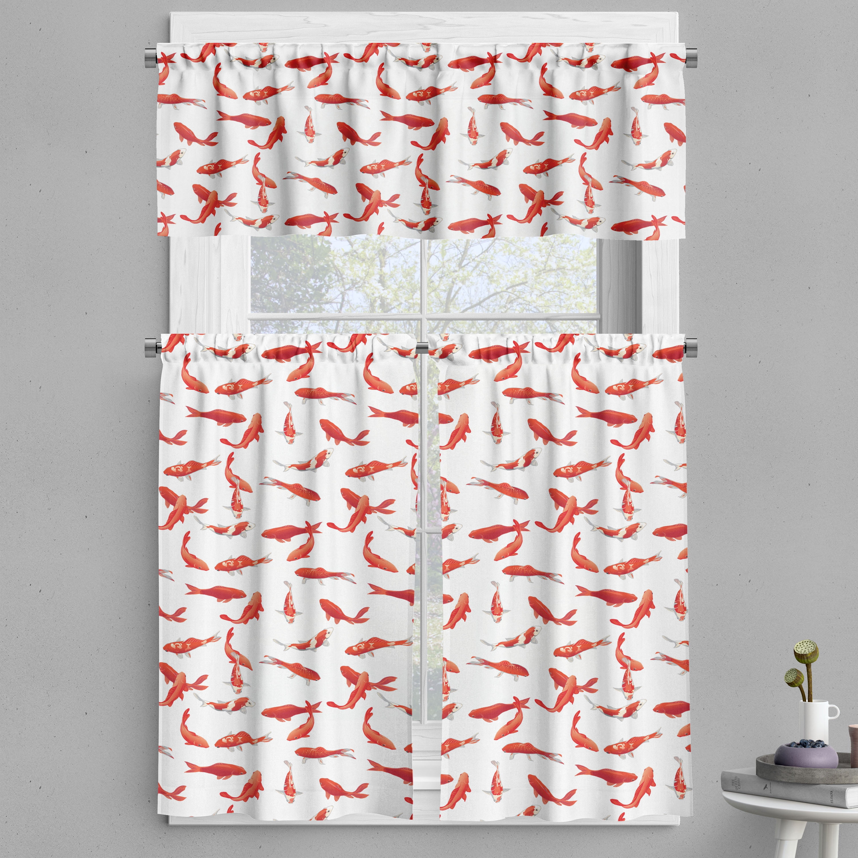 Koi Fish Valance Tier Curtain 3 Pcs Set Eastern Japanese Exotic Koi koi-fish-valance-tier-curtain-3-pcs-set-eastern-japanese-exotic-koi