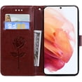 thumbnail image 4 of case for Samsung Galaxy S21 FE Rose Flower Wallet Case, PU Leather Flip Phone Case w/Card Holder ID Credit Cards Slot Cash Pockets Detachable Wristband Cover for Samsung Galaxy S21 FE RS Brown, 4 of 8