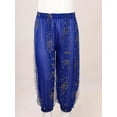 thumbnail image 4 of TiaoBug Kids Girls Harem Pants Belly Dance Costume Bollywood Tribal Arabic Princess Lantern Trousers Blue 9-10, 4 of 6
