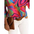 thumbnail image 4 of DYMADE Women Off-The-Shoulder Puff-Sleeve Shirt Floral Pattern Blouse Top, 4 of 4