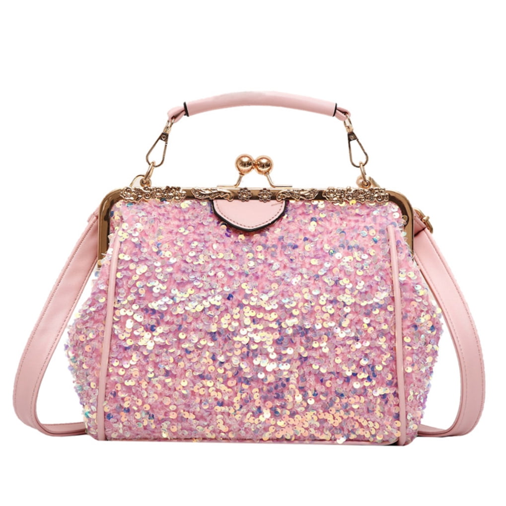 GOOHOCHY 1Pc Pink Pu Single Shoulder Bag Women Crossbody Sling Bag Fashionable For Beach Party 9.82X7.86X3.14in
