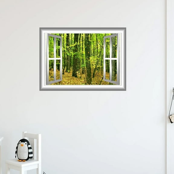 VWAQ Autumn Wall Decal 3D Forest Wall Decals Peel and Stick Mural - NW24 (24"H X 30"W)