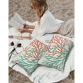 thumbnail image 4 of Ocean Teal and Orange Sea Coral on Linen Outdoor Pillow Covers Set of 2,Decorative Waterproof Throw Pillow Case,Nautical Abstract Marine Life Cotton Linen Soft Cozy Cushion Pillowcases, 4 of 7