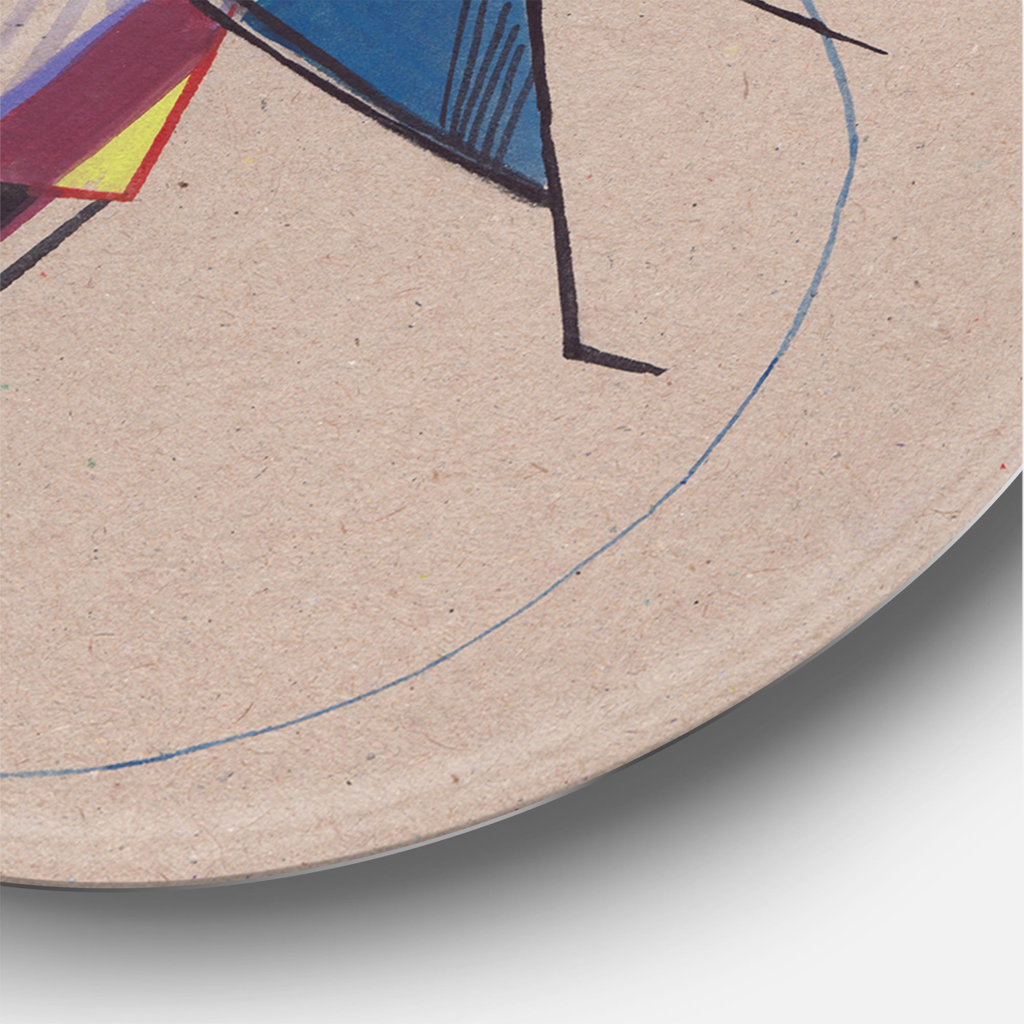 Designart 'Abstract Compositions Of Colored Geometric III' Modern Circle Metal Wall Art 36x36 - Disc of 36