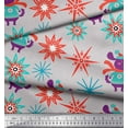 thumbnail image 2 of Soimoi Gray Viscose Chiffon Fabric Snowflake & Pig Kids Fabric Prints By Yard 42 Inch Wide, 2 of 3