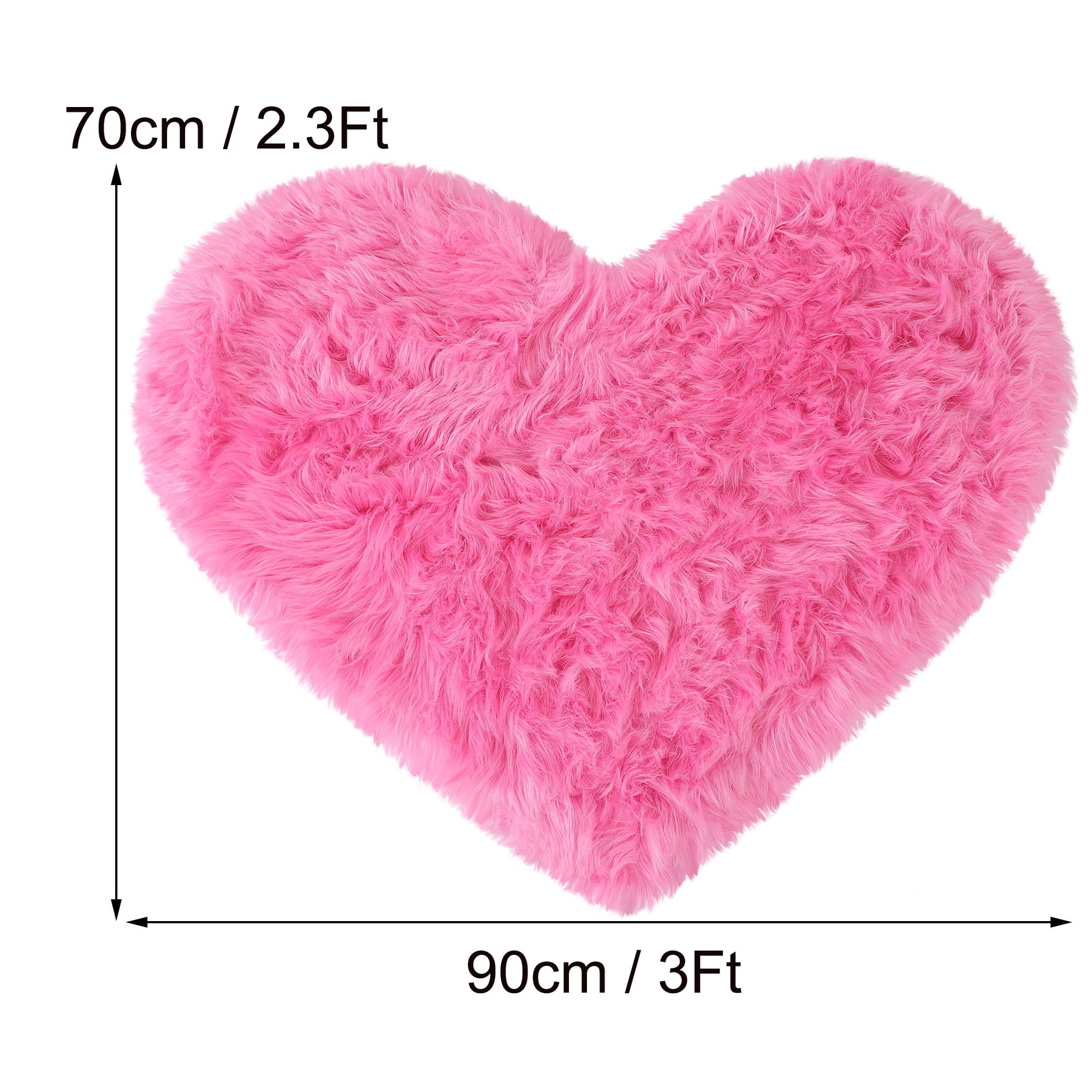 Unique Bargains Heart Shaped Faux Fur Shag Area Rug 2.3Ft x 3Ft Rose Red