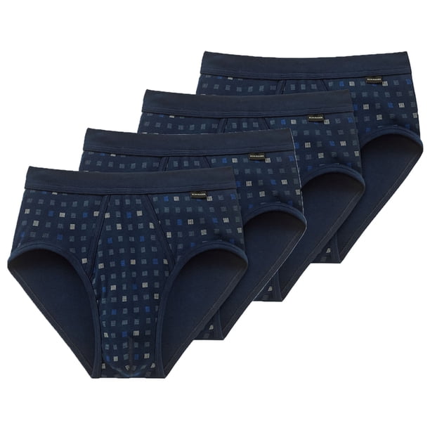 SCHIESSER Calzoncillos hombre 4 PACK - Calzoncillos deportivos, Essentials rib, check print, S-XXL Marino 3XL (3X-Large)