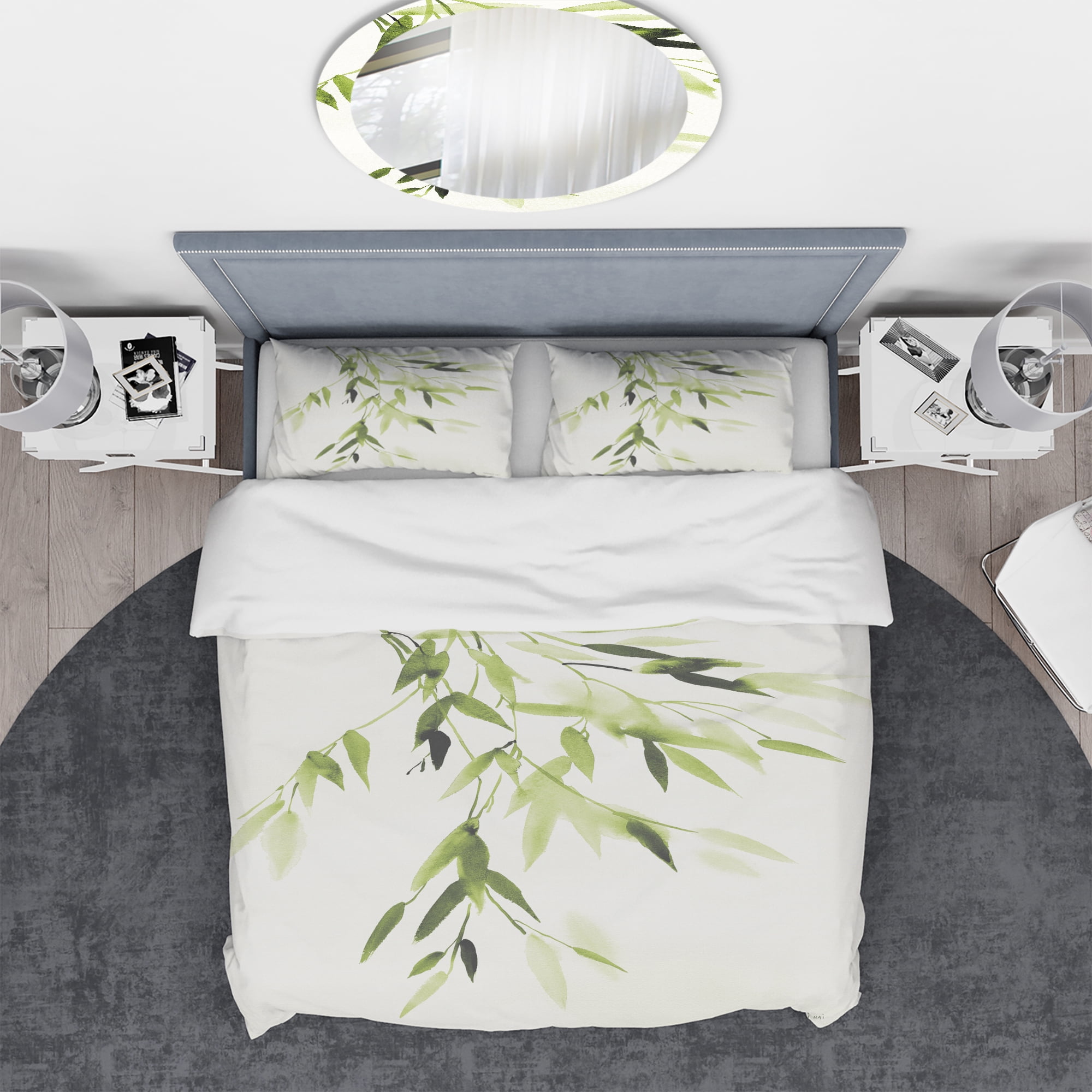 Designart 'Simplist Bamboo Leaves I' Cottage Duvet Cover Set