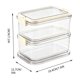 thumbnail image 3 of Contenedor refrigerador aislado de 2 niveles con H le, a prueba de fugas, apilable, organizador de refrigerador para camping, picnic, viajes, caja de almacenamiento de alimentos portátil con bolsa de, 3 of 9