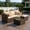Black Rattan/Khaki, variant on Patio Furniture Set 5 Piece - Wide Armrests - All-Weather Wicker Rattan Outdoor Patio Conversation Couch Sets, Modular Sectional Sofa for Garden, Patio, Poolside, Backyard, Balcony, Porch,Navy Blue