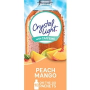 Crystal Light Peach Mango Sugar Free Drink Mix Singles with Caffeine, 10 ct On-the-Go-Packets