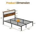 thumbnail image 4 of Cozy Home Queen Size Bed Frame with Storage, Vintage Industrial Bed with Wooden Headboard, Easy Assembly, Quiet Design, and Black and Wood, 4 of 8