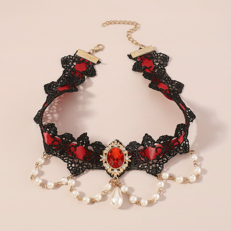 Wholesale Gothic Simple Flower Shape Hollow Design Lace Choker Necklace Set