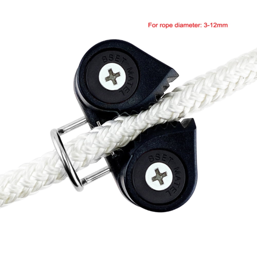 Composite 2 Row For rope diameter: 3-12mm Niciksty Cam Cleats with Stainless Steel Leading Ring Plastic Cam Cleats Boat Pilates Equipment Fast Entry Black 