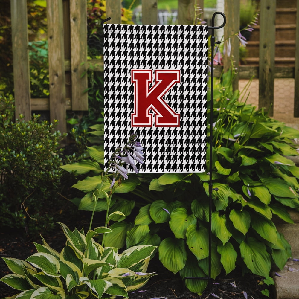Houndstooth Black Initial K Monogram Initial Garden Flag CJ1021